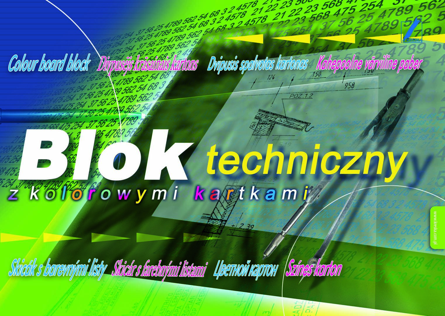 Blok techniczny A4 10k. kolorowy Kreska